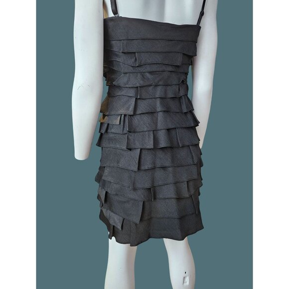 BCBGMAXAZRIA Brandie Tiered Ruffle Mini Front Zip Dress Women Size 4 - Picture 5 of 10